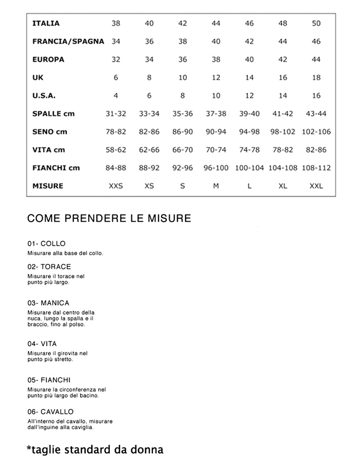 Taglie / Sizes